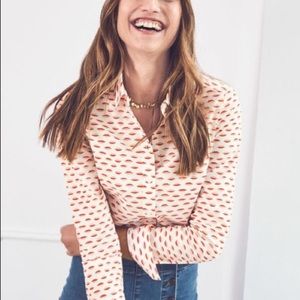 Boden Classic Button Down Shirt with Lips Print